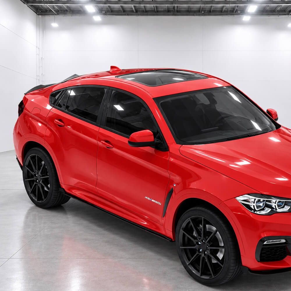 Motokrafta M Sport Style Glossy Black Side Skirts Splitter Running Board – Compatible with BMW X6 F16 (2014–2019) | Side Skirt Extension - Image 2